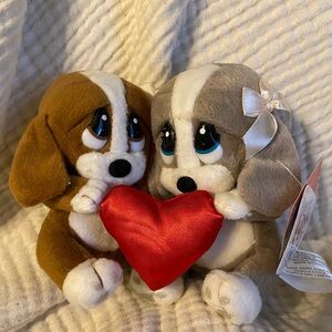 Vintage Sad Sam and Honey Girl Grey Hound Puppy Stuffed Plushie Vintage lot of 2